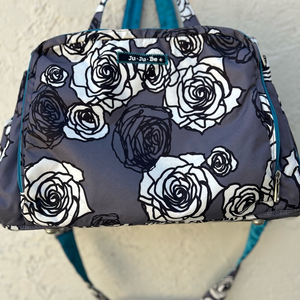 NEW Ju-Ju-Be Diaper Bag Charcoal Rose Flower Large